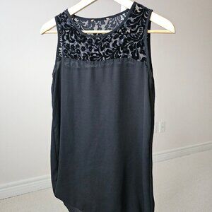 Black Floral Velvet Sheer Tank Top